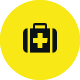 Medical first aid kit icon on yellow